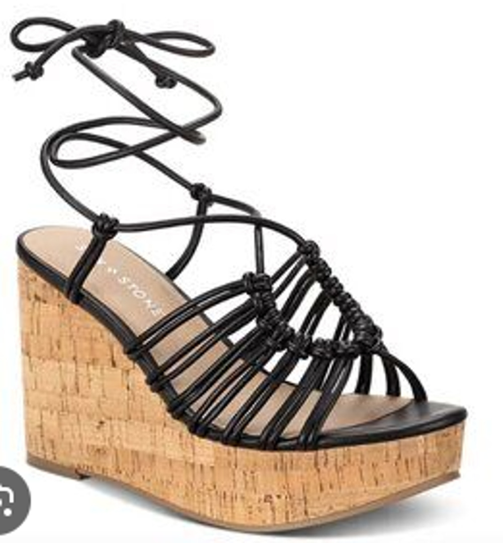 Sun + Stone Wedge Sandals Women's Size 10 Cork Platform Summer Strappy Shoes